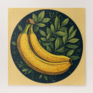Quebra-cabeça Bananas, Folhas e um Círculo Escuro