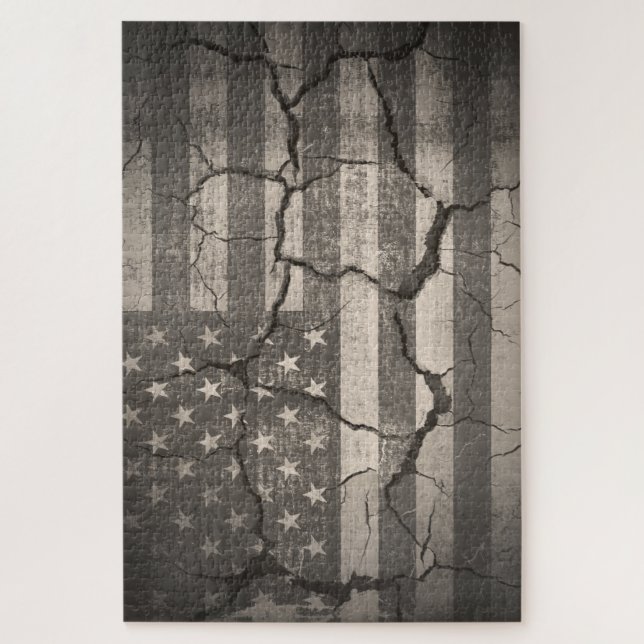 Quebra-cabeça Bandeira Americana Antiga Rachada (Vertical)