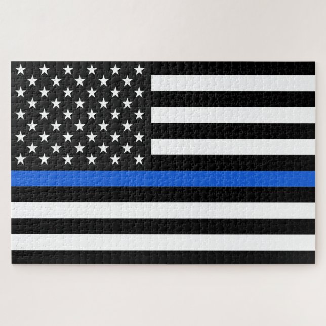 Quebra-cabeça Bandeira Americana da Linha Azul Fino (Horizontal)