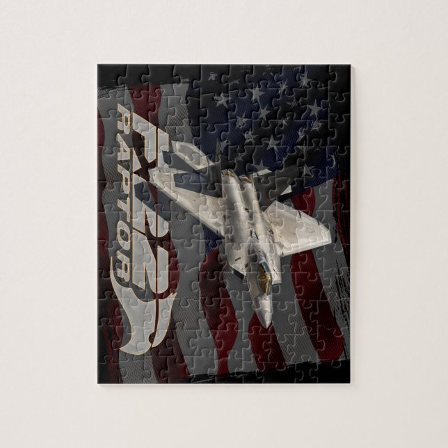 Quebra-cabeça Bandeira americana do raptor F-22 (Vertical)