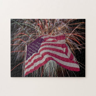 Quebra-cabeça Bandeira Americana e Fireworks