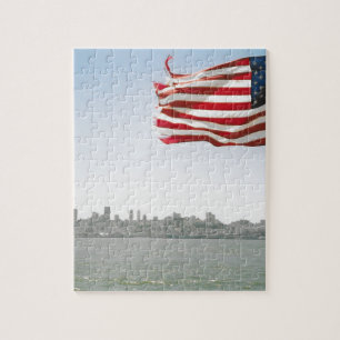 Quebra-cabeça Bandeira Americana e linha costeira