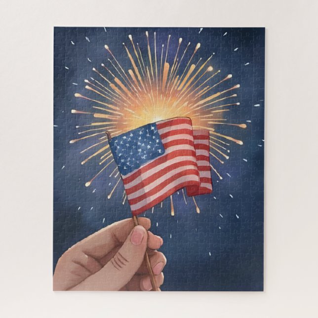 Quebra-cabeça Bandeira Americana Patriótica (Vertical)