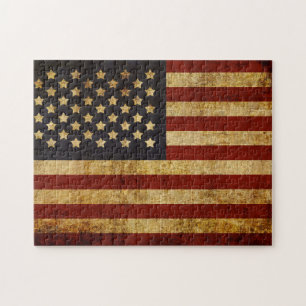 Quebra-cabeça Bandeira americana patriótica dos EUA do Grunge d