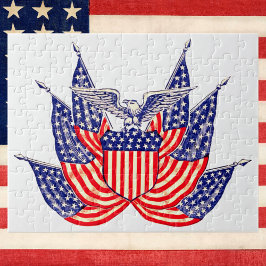 Quebra-cabeça Bandeira Americana Patriótica Vintage, Quatro de J