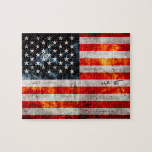Quebra-cabeça Bandeira americana resistida do vintage