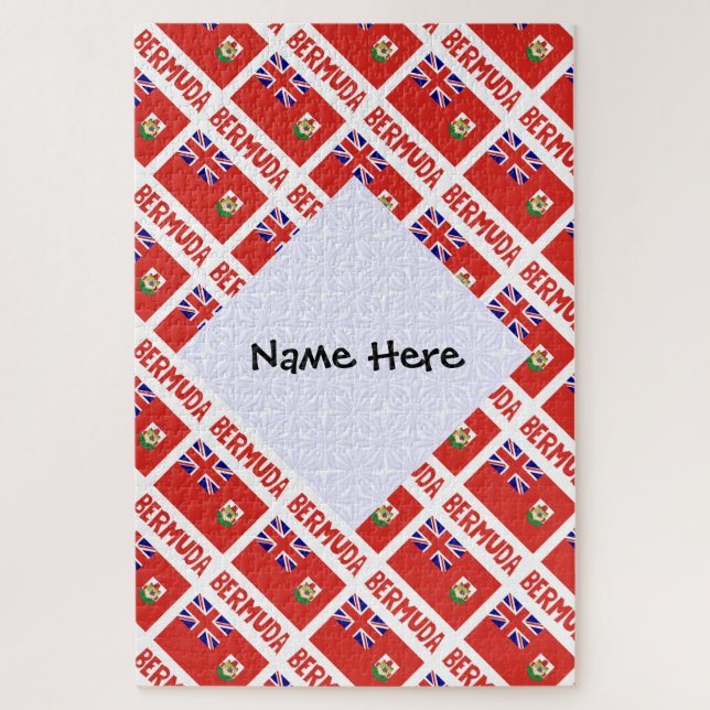 Quebra-cabeça Bandeira Bermudiana e Bermudas Tiled Personalizada (Vertical)