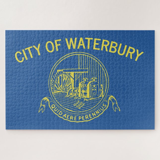 Quebra-cabeça Bandeira da Cidade de Waterbury (Connecticut) (Horizontal)