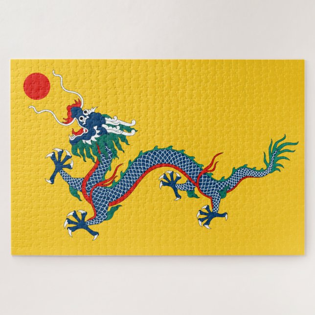 Quebra-cabeça Bandeira da Dinastia Qing da China (Dragão Chinês) (Horizontal)