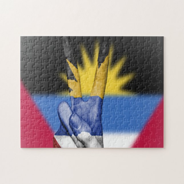 Quebra-cabeça Bandeira da Paz de Antígua e Barbuda. (Horizontal)