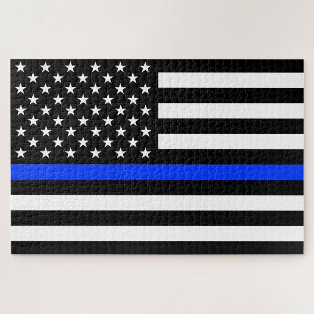 Quebra-cabeça Bandeira da Polícia Thin Blue Line (Horizontal)
