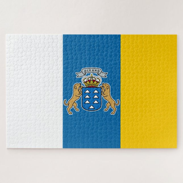 Quebra-cabeça Bandeira das Canárias (Canárias) (Canárias, Espanh (Horizontal)