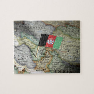 Quebra-cabeça Bandeira de Afeganistão no mapa