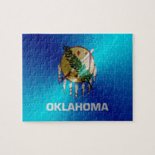 Quebra-cabeça Bandeira de metal escovado de Oklahoma