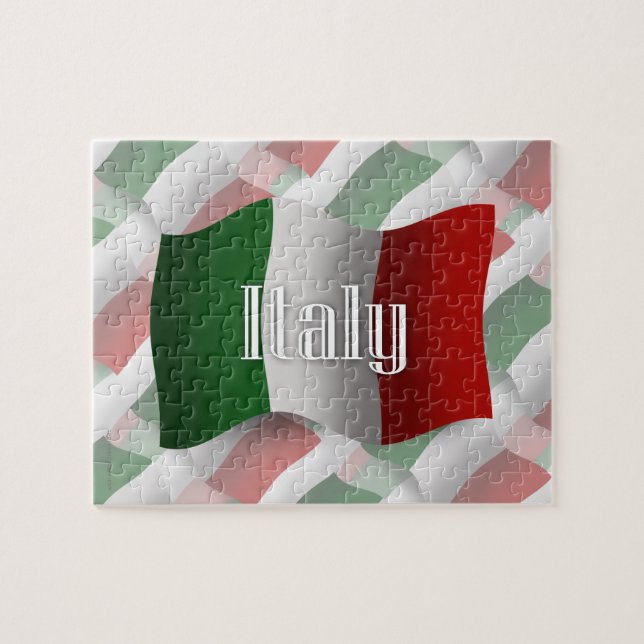 Quebra-cabeça Bandeira de ondulação de Italia (Horizontal)