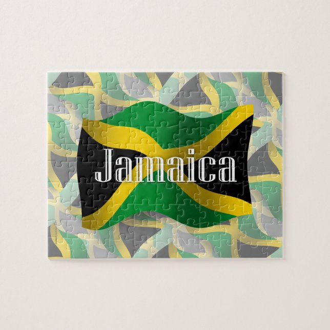 Quebra-cabeça Bandeira de ondulação de Jamaica (Horizontal)