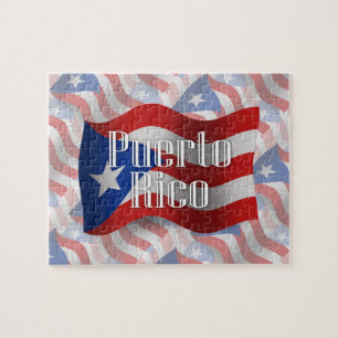 Quebra-cabeça Bandeira de ondulação de Puerto Rico