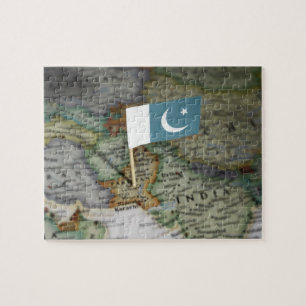 Quebra-cabeça Bandeira de Paquistão no mapa