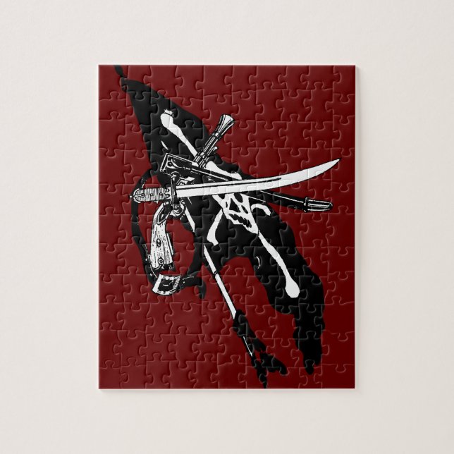 Quebra-cabeça Bandeira de Piratas Antiga, Caveira e Ossos Jolly  (Vertical)