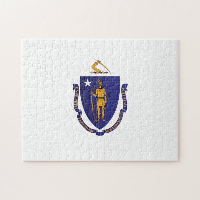 Quebra-cabeça Bandeira do Estado de Massachusetts, EUA (Horizontal)