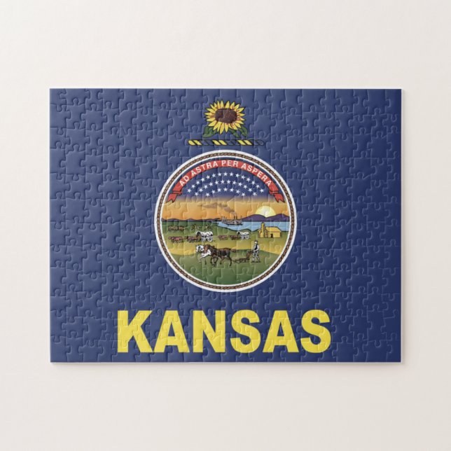 Quebra-cabeça Bandeira do Estado do Kansas, EUA (Horizontal)