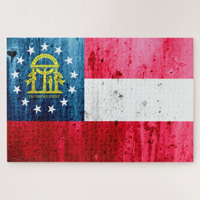 Quebra-cabeça Bandeira do Estado Grunge da Geórgia (Horizontal)