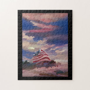 Quebra-cabeça Bandeira dos EUA julho 4 Memorial Day abstrato art