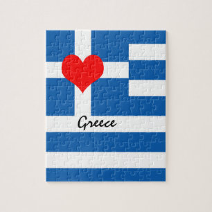 Quebra-cabeça Bandeira e Coração Gregos - Grécia de viagem/f