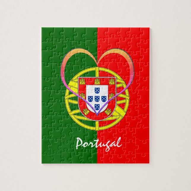 Quebra-cabeça Bandeira e coração portugueses - Portugal/adeptos  (Vertical)