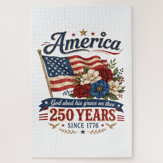 Quebra-cabeça Bandeira Floral 250 Anos da América (Vertical)