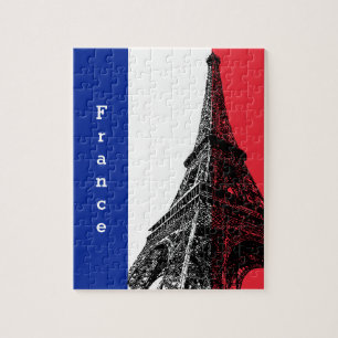Quebra-cabeça Bandeira francesa e Torre Eiffel - França/adeptos 
