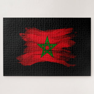 Quebra-cabeça Bandeira marroquina pincel derrame, bandeira nacio
