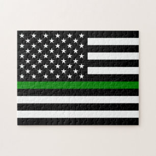 Quebra-cabeça Bandeira Thin Green Line: Veteranos Militares Patr
