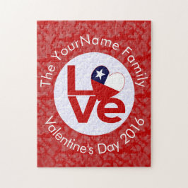 Quebra-cabeça Bandeira Vermelha do Chile Personalizada LOVE