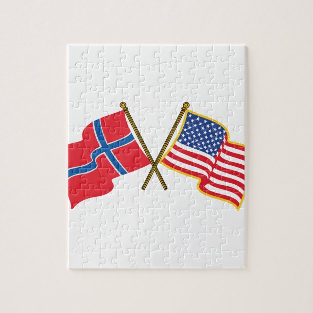 Quebra-cabeça Bandeiras americanas norueguesas (Vertical)