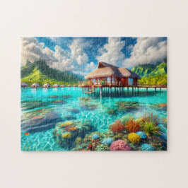 Quebra-cabeça Bangalô sobre Água Tropical de Bora Bora