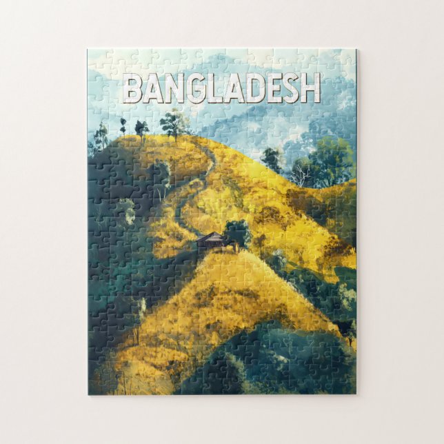 Quebra-cabeça Bangladesh Illustration Viagem Art Vintage (Vertical)
