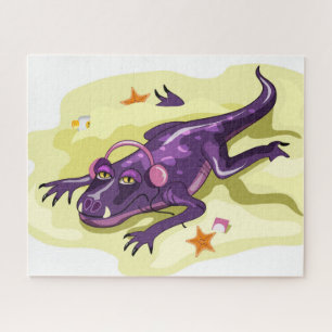 Quebra-cabeça Banho-Do-Sol Do Anteossauro Com Fones de ouvido.