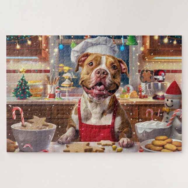 Quebra-cabeça Banho Feriado de Pit Bull: Natal Festivo (Horizontal)