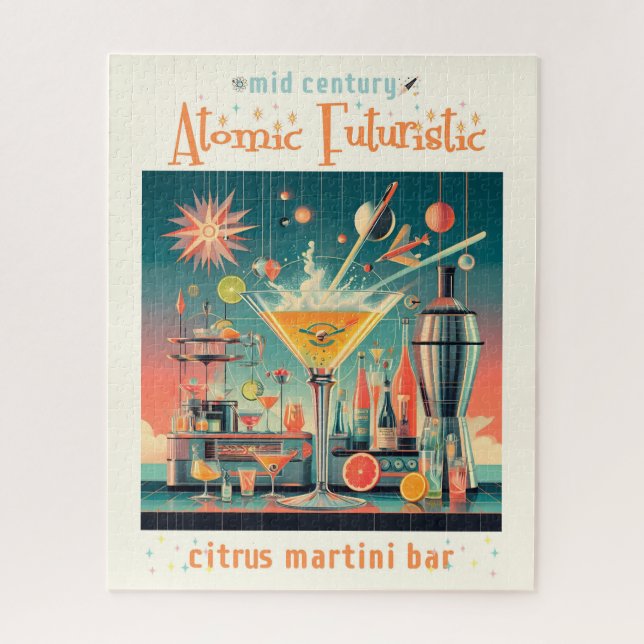 Quebra-cabeça Bar Citrus Martini futurística atômica do meio séc (Vertical)