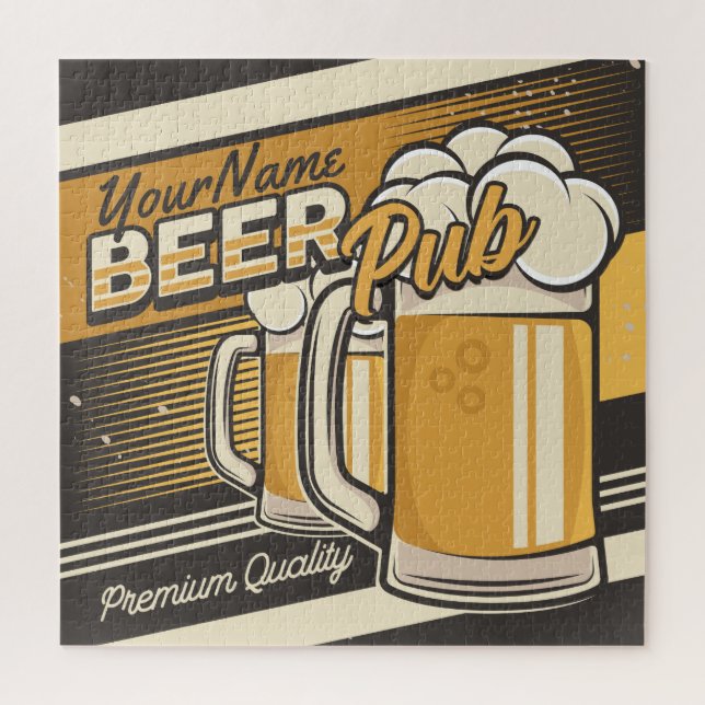 Quebra-cabeça Bar de Pub de Cerveja Fria Personalizada Premium (Vertical)