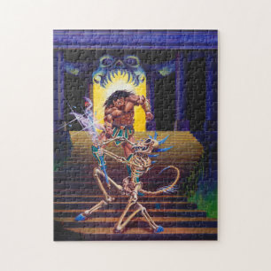 Quebra-cabeça Bárbaro com Assistente de Esqueleto