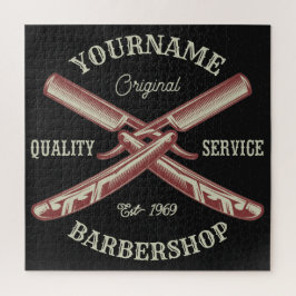 Quebra-cabeça Barbearia de Navalha Reta Personalizada NOME