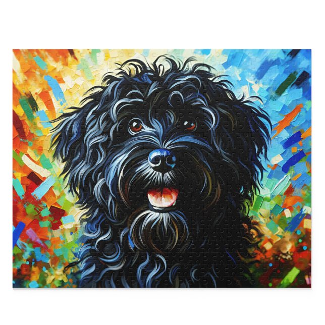 Quebra-cabeça Barbet: Quebra-cabeça do Cão de Água (Barbet Puzzle: Black French Water Dog Jigsaw Acrylic Style Art)