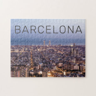 Quebra-cabeça Barcelona Catalonia Sunset Espanha de linha do hor
