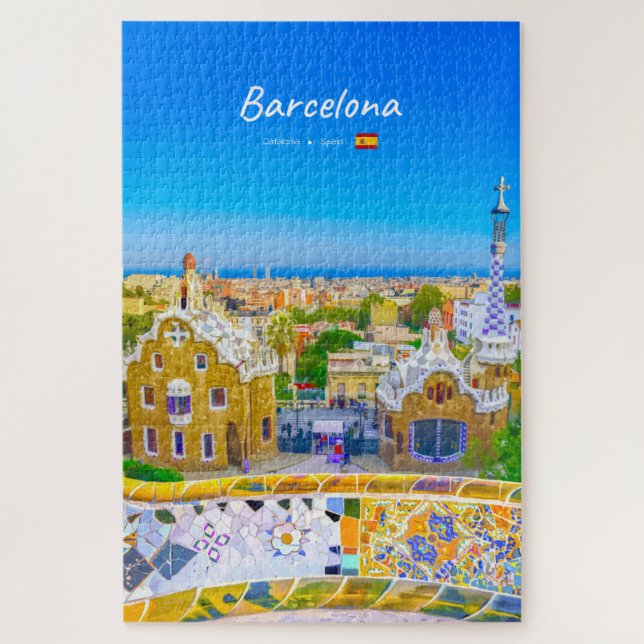 Quebra-cabeça Barcelona, Espanha - Parque Güell Mosaico Gaudí (Vertical)