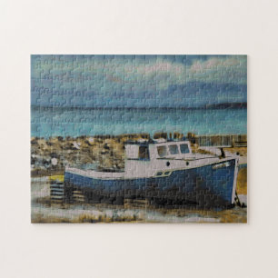 Quebra-cabeça Barco Azul Antigo Abandonado Na Terra Nova