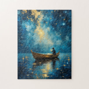 Quebra-cabeça Barco de pesca noturno estrelado