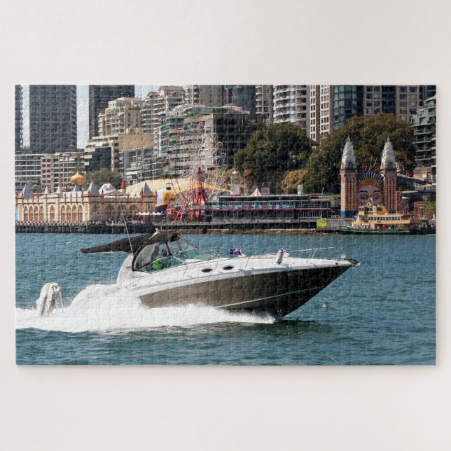 Quebra-cabeça Barco motorizado no porto de Sydney, Austrália (Horizontal)