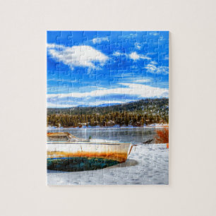 Quebra-cabeça Barco na neve no lago big Bear, Califórnia